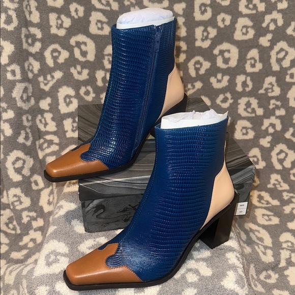 Jeffrey Campbell Calimity-L Heeled Boots in Brown Blue Lizard Beige 😍 New 🆕 😍😍 - Picture 13 of 17